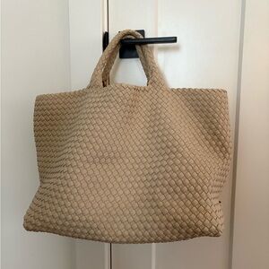 Naghedi Beige Woven Tote Bag